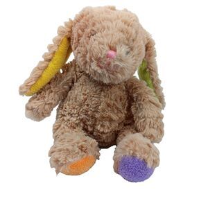 Animal Adventure Tan Beige Bunny Rabbit Plush Stuffed Animal Colorful Ears 2017